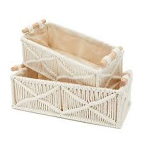 NEW OKUNA OUTPOST MACRAME BASKET STORAGE 2 PACK