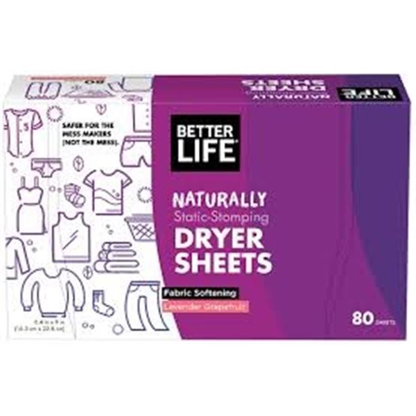 NEW WITH BOX 80 COUNT BETTER LIFE DRYER SHEETS
