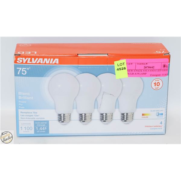 NEW 4 PACK SYLVANIA LED LIGHT BULB A19 LAMP
