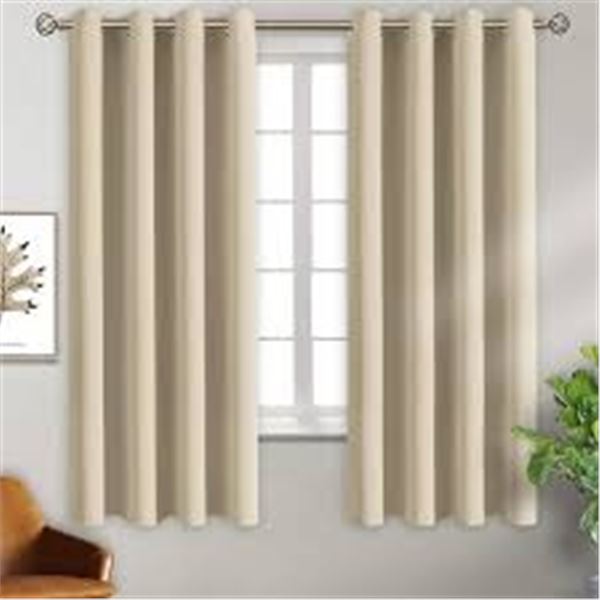 NEW 2 PANELS BGMENT BLACKOUT CURTAINS 52 X 63" BEI