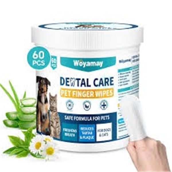 NEW 60 PIECES WOYAMAY DENTAL CARE PET FINGER WIPES