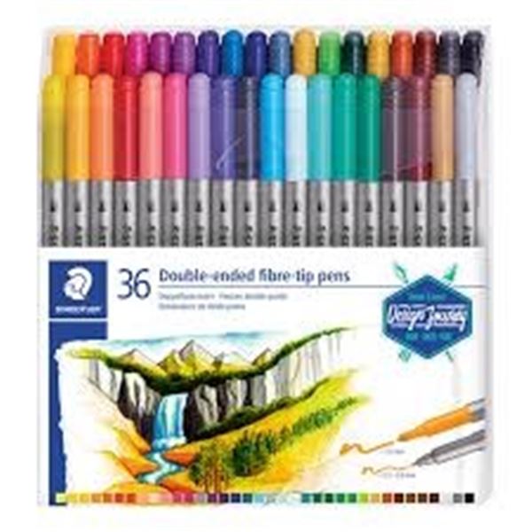 NEW WITH BOX STAEDTLER 36 DOUBLE-ENDED FIBRE PENS
