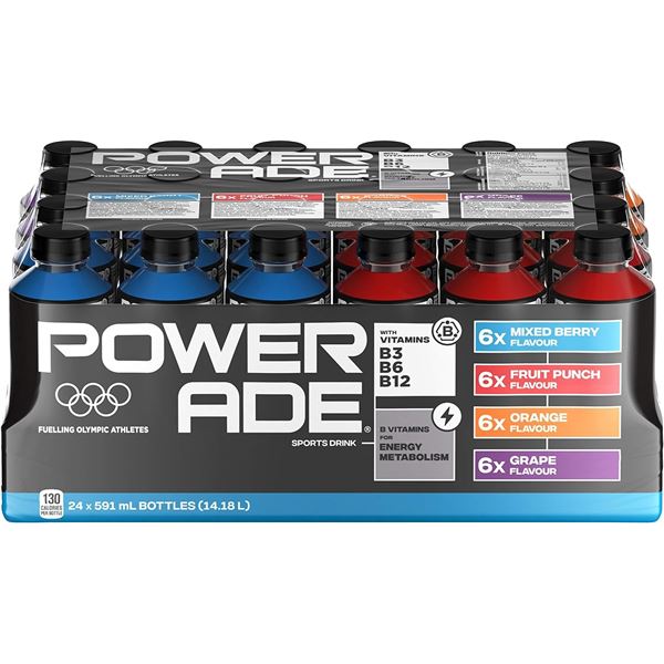CASE WITH 24 591ML BOTTLES OF POWER ADE