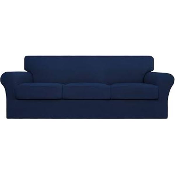 NEW EASY-GOING 4-PIECE STRETCH SLIPCOVERS NAVY