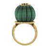 Image 8 : Vintage 18k Yellow Gold Carved Malachite w/ Diamond & Sapphire Statement Ring