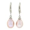 Image 3 : Classic Simple 14k White Gold Cultured Pink Pearl Tear Drop Dangle Earrings