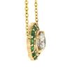 Image 6 : NEW 14K Gold Round Diamond & Emerald Halo w/ Milgrain Flower Pendant & Chain