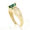 Image 8 : 14k Gold 0.66 ctw Marquise Emerald w/ Baguette Channel Diamond Engagement Ring