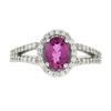 Image 4 : 18k White Gold 1.71 ctw Oval Prong Pink Sapphire & Round Diamond Engagement Ring