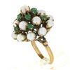 Image 7 : Antique 8k Yellow Gold Round Pearl & Green Chalcedony Prong Cluster Pyramid Ring