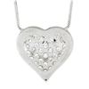 Image 6 : 14k White Gold 0.50 ctw Pave Diamond Heart w/ Polished Frame Pendant 18 Necklace