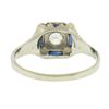 Image 3 : Antique Art Deco 18K White Gold 0.15 ctw Diamond w/ Sapphire Engraved Work Ring