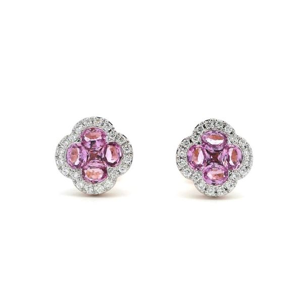Fashion Pink Sapphire & Diamond Clover Earrings