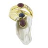 Image 4 : 14k Yellow Gold Baroque Pearl w/ Diamond, Cabochon Ruby & Sapphire Wrap Ring