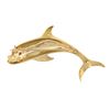 Image 3 : Vintage 14K Gold Textured Florentine Finish Diving Fish w/ Ruby Eye Brooch Pin
