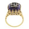 Image 8 : Vintage 18k Gold Repousse Amethyst & Diamond Old English Letter Cocktail Ring