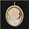 Image 2 : Vintage 14k Gold Large Detailed Oval Carved Shell Cameo Brooch Pin Pendant
