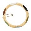 Image 7 : Vintage 14k Gold Multicolor Curved Rounded Jade Engraved Hinged Bangle Bracelet