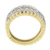 Image 8 : Estate 14K Two Tone Gold 1.0 ctw Round Pave Set Diamond Grooved Wide Band Ring