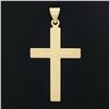 Image 2 : Vintage 14K Yellow Gold Grooved w/ Polished Finish Center Simple Cross Pendant