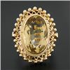Image 2 : Vintage 18k Gold Milgrain Bezel Oval Citrine Open Work Beaded Large Platter Ring