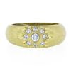 Image 4 : MAZ 14k Yellow Gold 0.27 ctw Star Pave Set Diamond Cluster Textured Band Ring