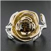 Image 3 : 18k White & Rose Gold GIA 1.04 ctw Round Fancy Orange Brown Diamond Flower Ring