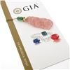 Image 8 : 14k Gold GIA Large Floral Carved Rose Quartz w/ Green Tourmaline Pendant & Chain