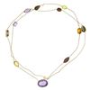 Image 3 : 14k Gold 37" Long Bezel Natural Gemstone Multicolor By the Yard Chain Necklace