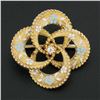 Image 2 : Antique Victorian 14k Gold Infinity Love Knot Enamel Bead Work Brooch w/ Diamond