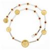 Image 3 : Antonini 18K TT Gold Round Bezel Citrine Diamond Ruby 16.5" Fancy Link Necklace