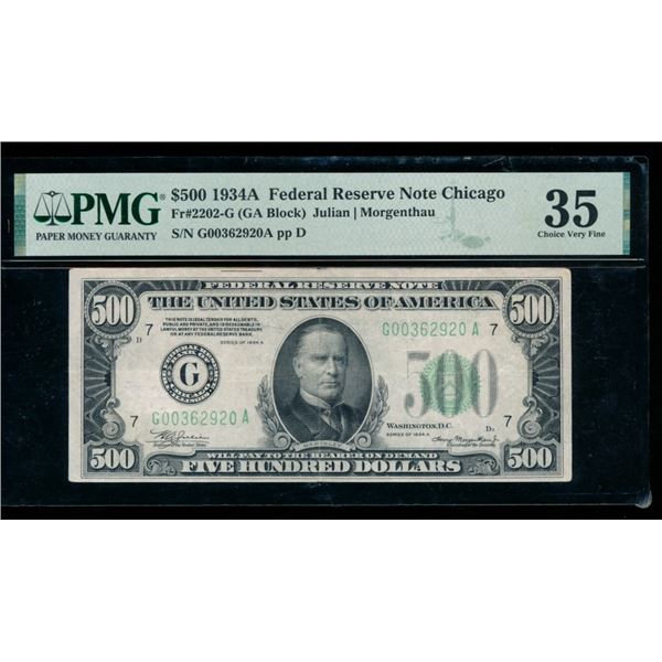 1934A $500 Chicago FRN PMG 35