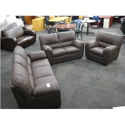 Brown Leather 3 Pc. Sofa Set