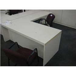 Tan L-shape Executive Desk C/w