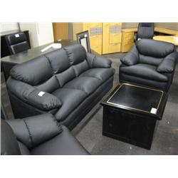 Black Leather 3 Pc. Sofa Set