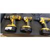 Image 2 : CORDED DEWALT RECIP SAW AND THREE CORDLESS DRILLS WITH 5 BATTERIES