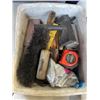 Image 2 : ROLL OF SHRINK WRAP AND BIN OF TOOLS
