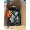 Image 2 : BOX OF METAL CASE ONE-HANDED SLEDGE, ELECTRICAL CORD AND MORE
