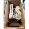 Image 2 : TWO BOXES OF GRINDING WHEELS, SANDPAPER, TROUBLE LIGHT AND MORE