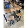 Image 1 : MODERN CORNER DESK 51" X 51" X 18.25" WITH 4 STOOLS