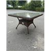 Image 1 : NEW RATANA 48 X 48 OUTDOOR PATIO TABLE WITH TEMPERED GLASS TOP, RETAIL $599 USD 2 BOX LOT