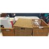 Image 1 : 3 BASKETS OF HOUSEHOLD APPLIANCES, GLASS DRINK DISPENSER ETC