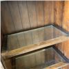 Image 8 : RUSTIC MEDIA CABINET WITH BARN DOORS AND GLASS INSERT SHELVES, APPROX. 9.5FT WIDE X 7.5FT TALL X 21"