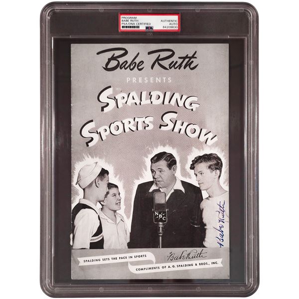 Babe Ruth Autographed 7x11 Spalding Sports Show Program New York Yankees PSA