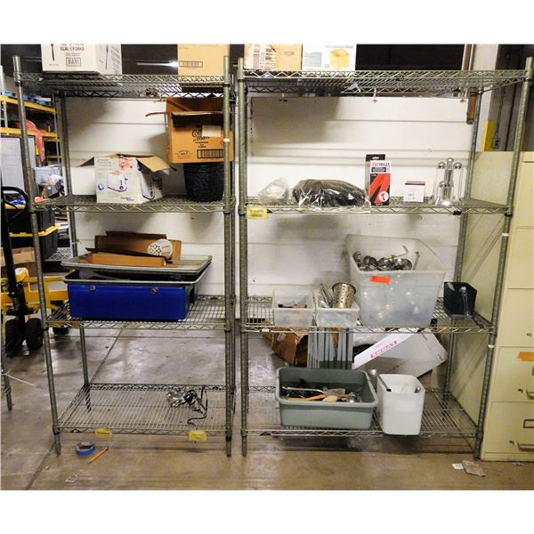 Qty 2 Metro Metal Mesh Shelving Units 49" x 18" x 74"H & 35" x 18" x 74"H (contents not included)