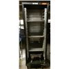 Image 1 : Rolling Heated Warming Cabinet (no door) 24" x 29" x 72"H & Contents: Some Pans, Chafing Dish, etc