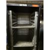 Image 2 : Rolling Heated Warming Cabinet (no door) 24" x 29" x 72"H & Contents: Some Pans, Chafing Dish, etc