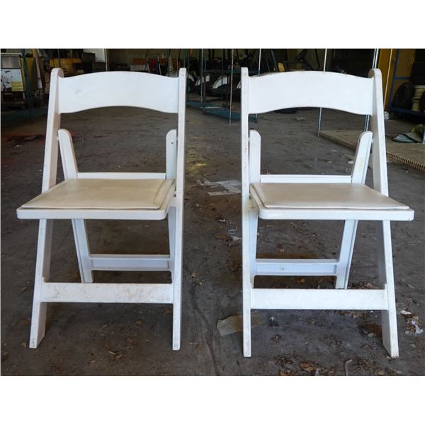 Qty 62 White Folding Chairs w/ Padded Seats 16" x 14" x 30"H