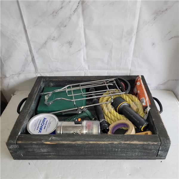 Wooden Tray w/ Contents