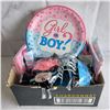 Image 1 : Box of Gender Reveal Decorations - Balloons, Confetti, Napkins ++++